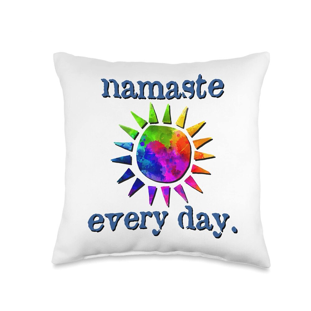 1835 Namaste every day. Colorful sun Throw Pillow